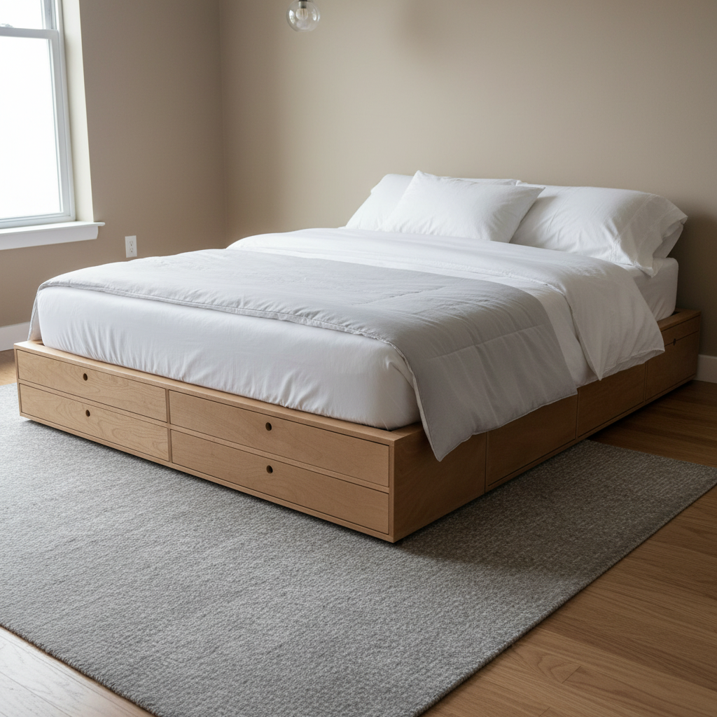 Base de cama en un ambiente, dentro de una recámara, viendo su funcionamiento.