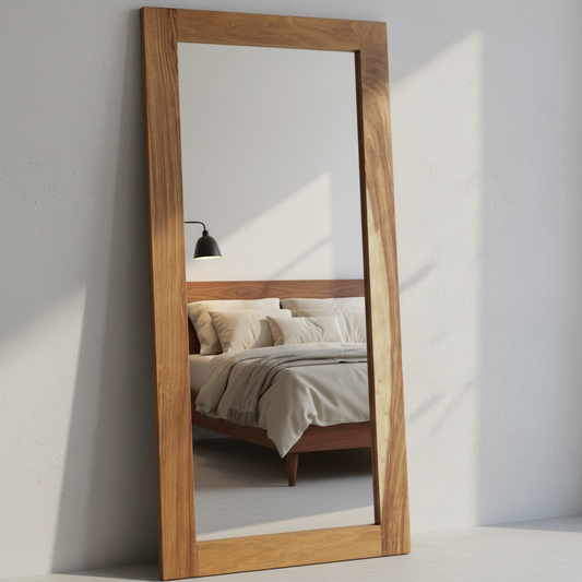 Espejo gigante con marco de madera en parota sólida