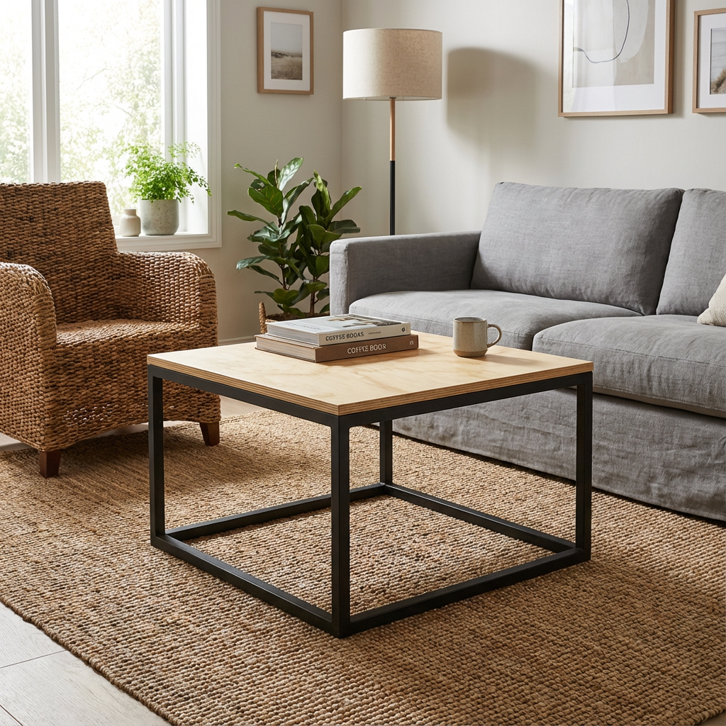 Mesa de centro Chelsea dentro de una sala, teniendo como muestra accesorios para ver su funcionamiento.