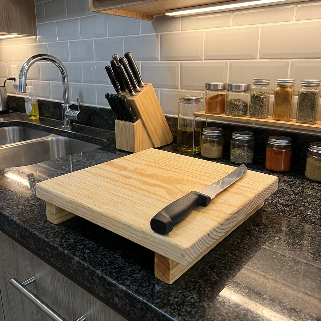 Tabla de picar para cocina, mostrando su funcionalidad.