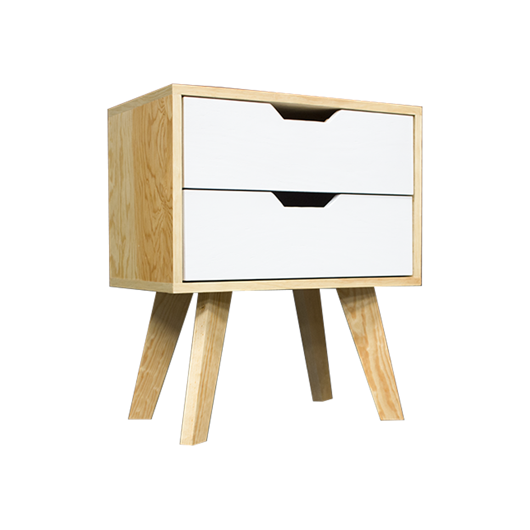 Buró Teodoro Nordic Edition, buró con dos cajones en color blanco y base natural.