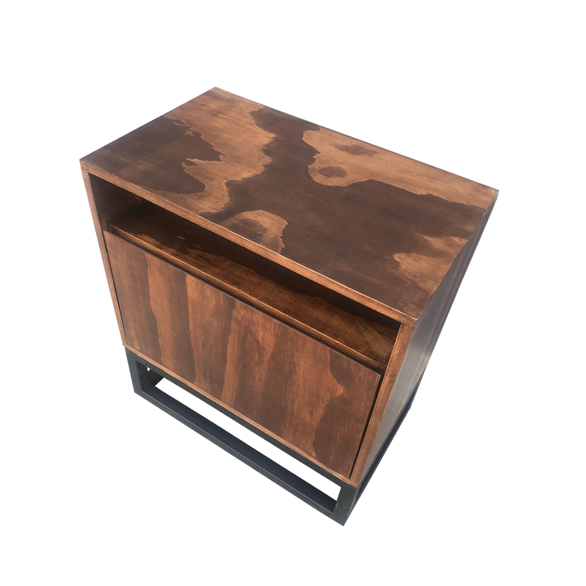 Buró Estilo Industrial Kafka, vista superior del mueble en color café y estilo moderno.