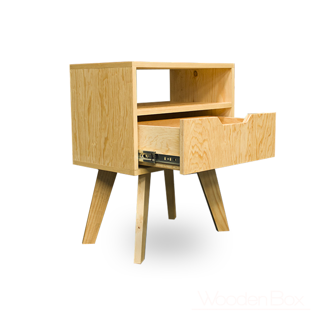 Buró Alcalá, dos muestras del mueble en color natural y blanco con cajón personalizable y repisa en la parte superior.