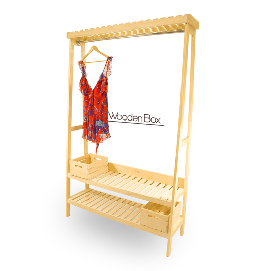 Organizador Soho, vista desde la izquierda de este organizador para ropa expuesta