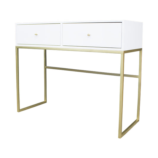 Tocador Vanity Versalles en color blanco con soporte en aspecto metalizado