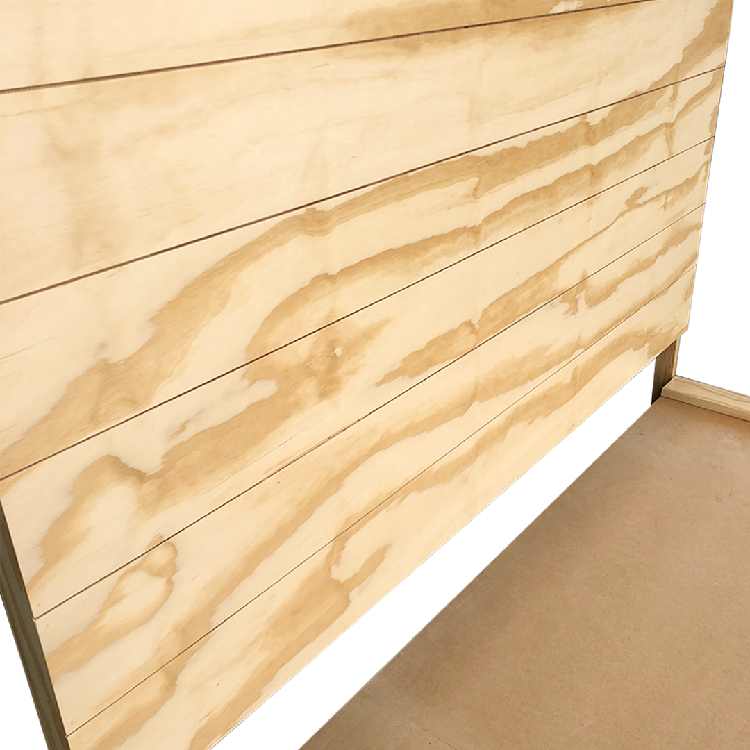 Cama flotante, base de cama color natural con cabecera natural