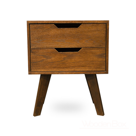 Buró Teodoro, vista frontal del mueble con dos cajones en color café oscuro, estilo práctico.