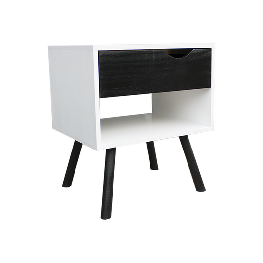 Buró Vilcova, buró en color blanco y negro con cajón personalizable.