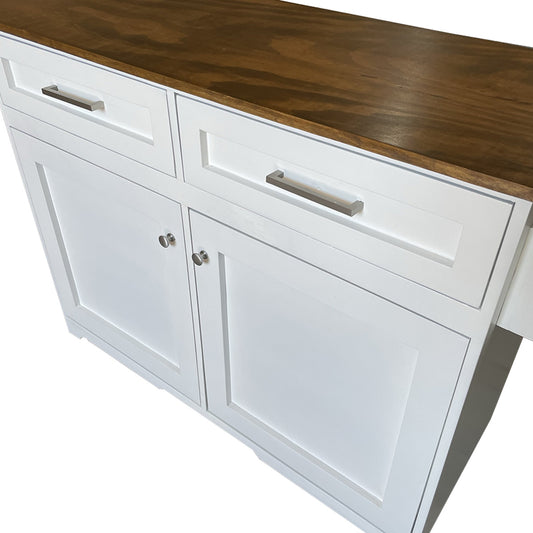 Isla de cocina Turín, acercamiento para apreciar los detalles de agarraderas de los cajones