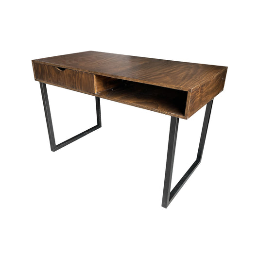 Escritorio Hannover, vista lateral del artículo mostrando sus detalles en madera barnizada.