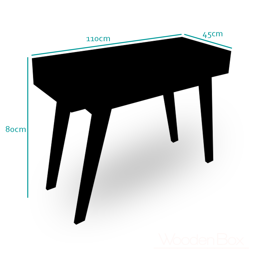 Escritorio Burg, ilustración sobre las medidas y dimensiones del artículo de oficina.