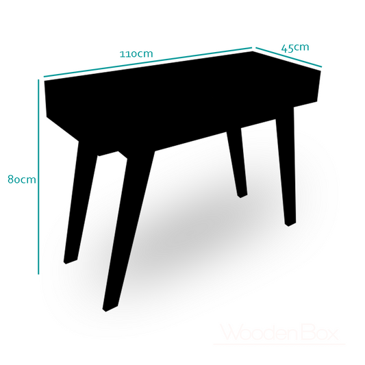 Escritorio Burg, ilustración sobre las medidas y dimensiones del artículo de oficina.