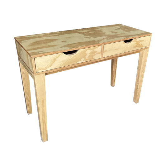 Escritorio Salamanca, vista lateral del artículo de oficina con dos cajones integrados en madera natural.