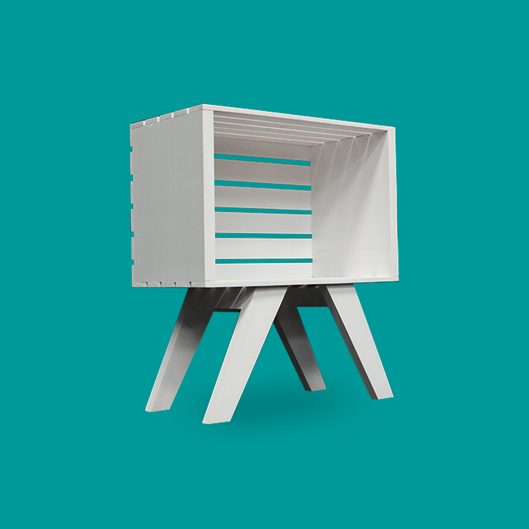 Buró Paolo Blanco, vista lateral del mueble estilo minimalista en color blanco.