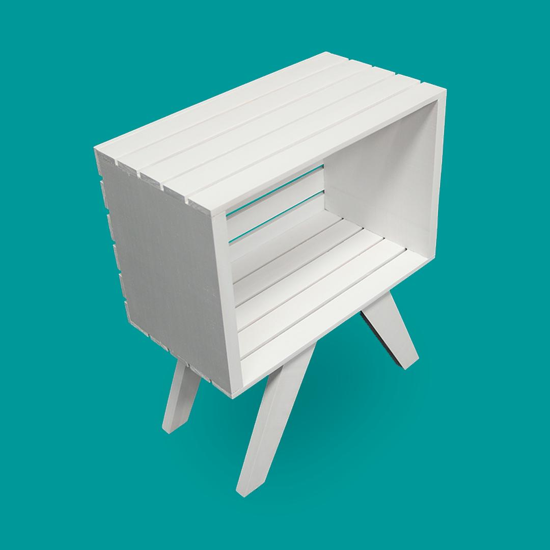 Buró Paolo Blanco, vista lateral del mueble en color blanco.