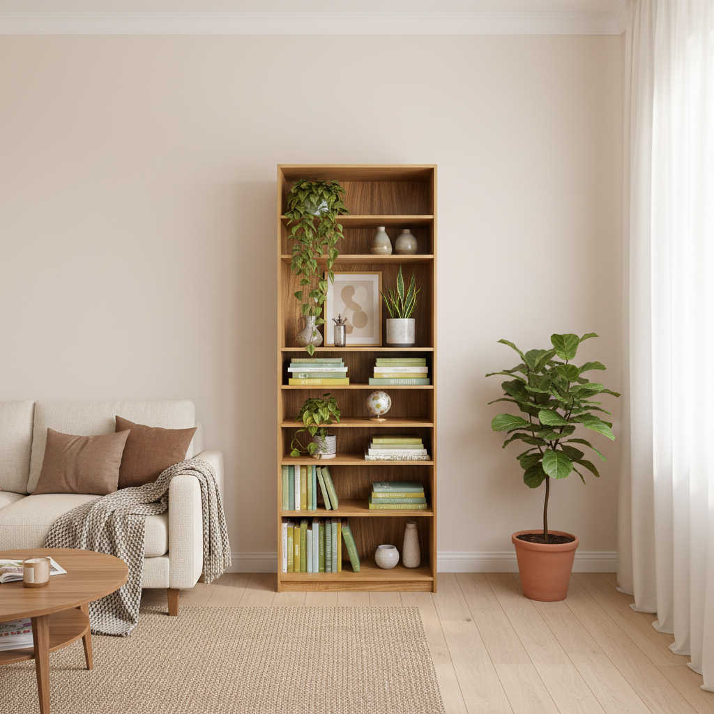 Mueble multifuncional dentro de una habitacioón, usandolo como librero.