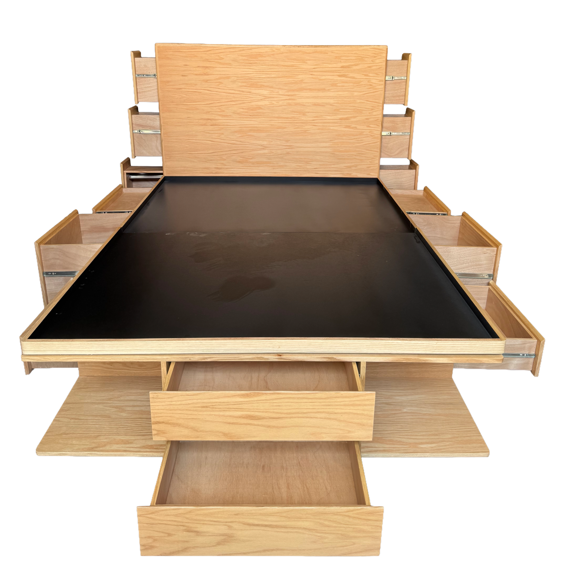 Base de cama con cajones a los laterales, en piecera y cabecera.