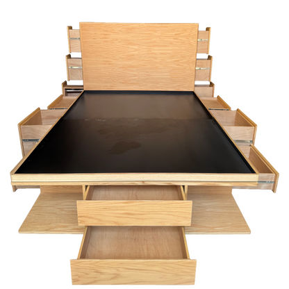 Base de cama con cajones a los laterales, en piecera y cabecera.