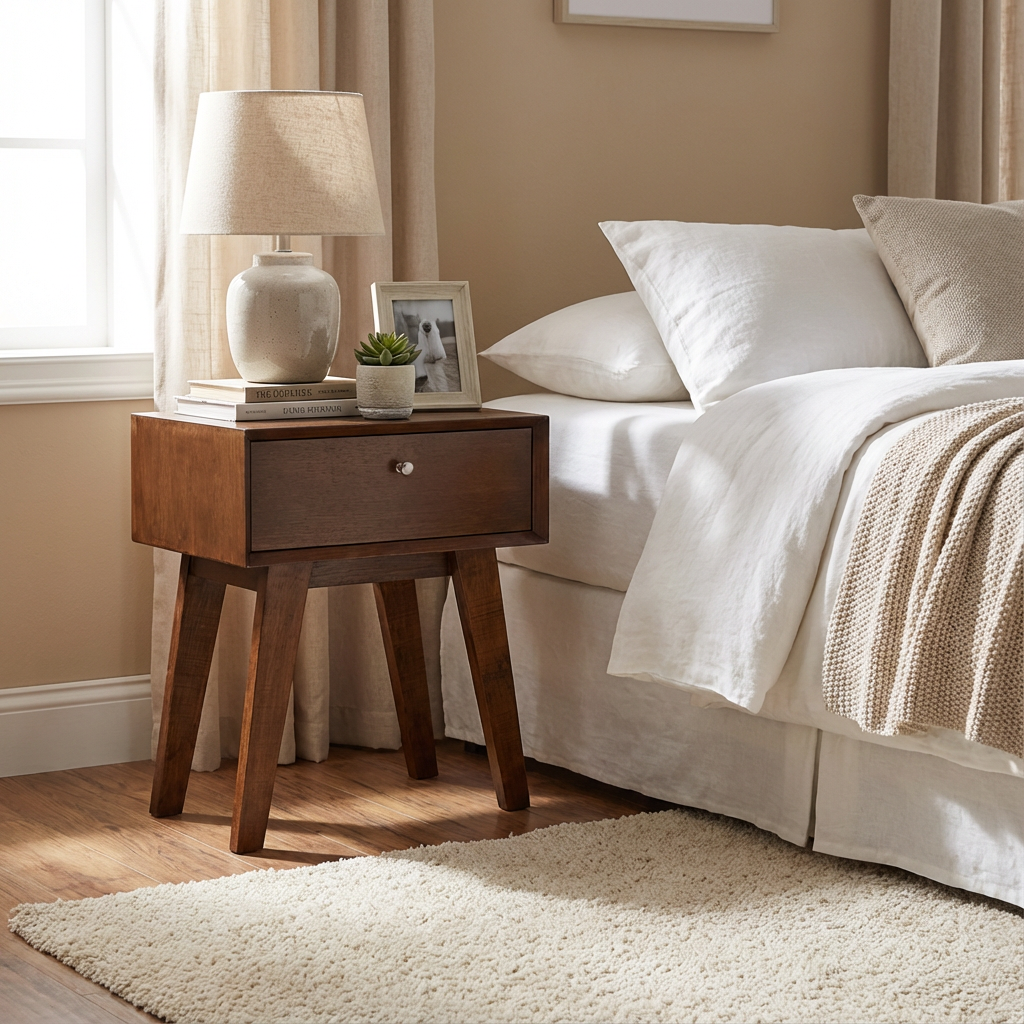 Buró Rocco, mueble junto a una cama, dando estilo a la recámara.