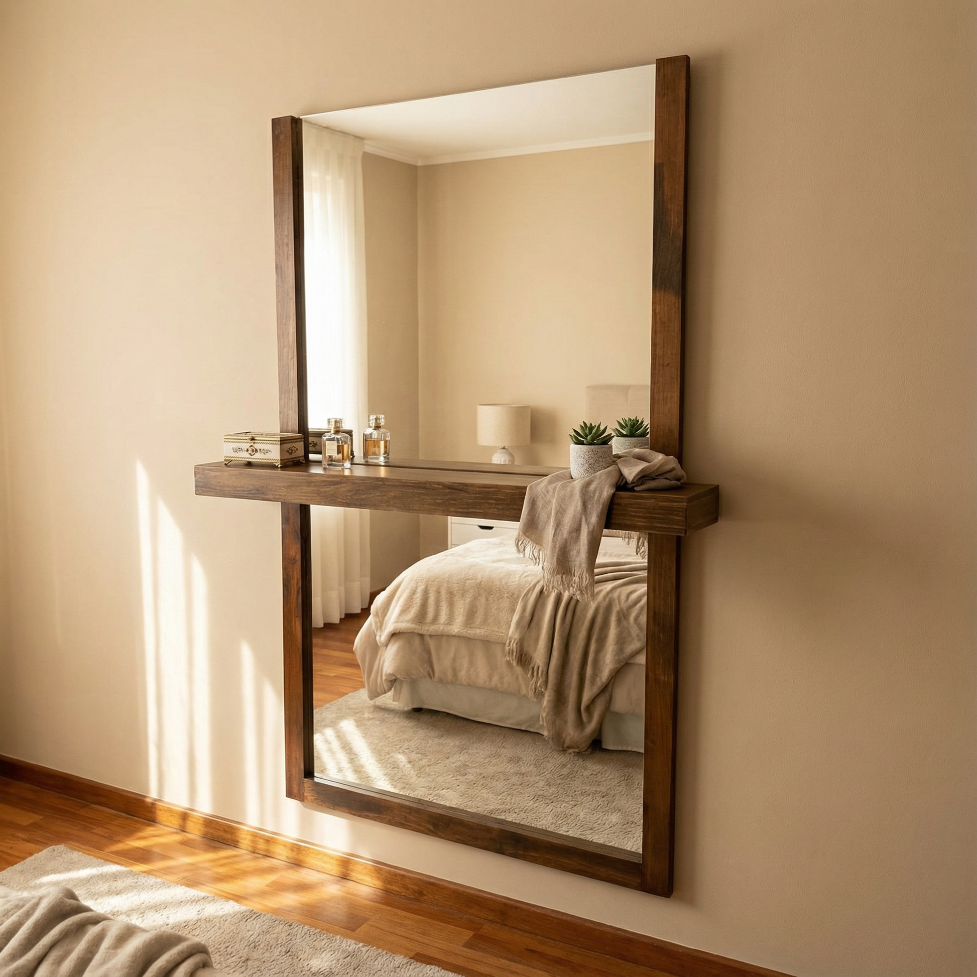 Espejo con repisa con acabado semi mate.