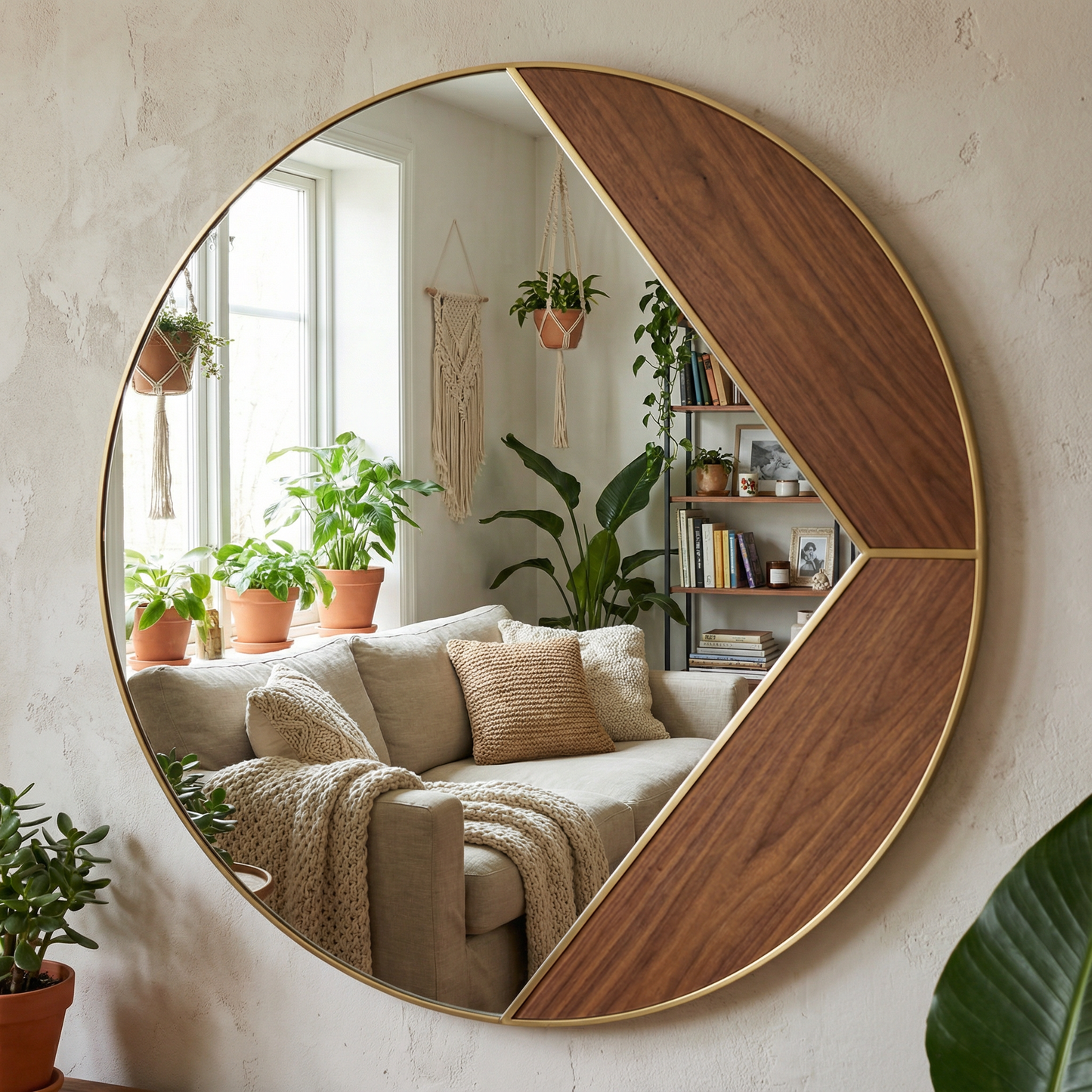 Espejo redondo con marco de herrería.