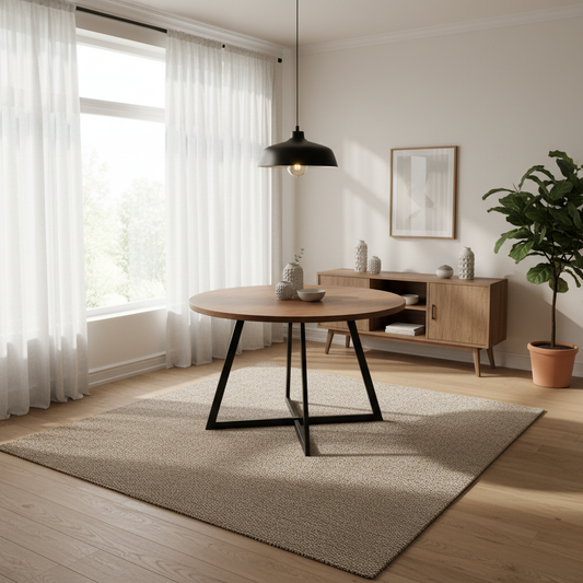 Mesa de comedor en un ambiente de área de comedor. 