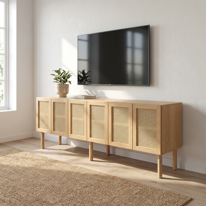 Mueble de Ruan, mueble para tv, con entrapaños amplios.