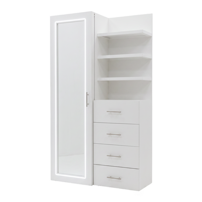 Vanity con espejo de pie y luz LED.