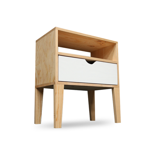 Buró Salamanca, mueble en color natural y cajón personalizable en color blanco, con repisa superior.