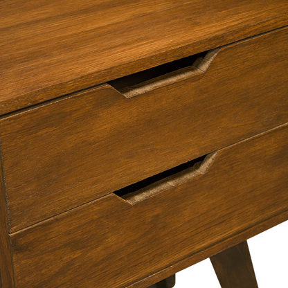 Buró Teodoro, vista a detalle de los cajones en color café oscuro.