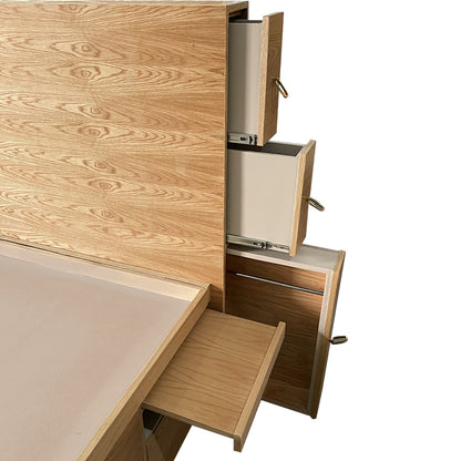 Recámara Oslo, vista de los detalles de los burós en la parte lateral de cabecera y base de cama.