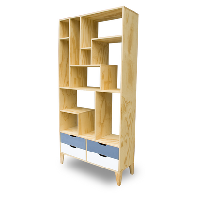 Librero Berlín, vista general del mueble competo para apreciar los detalles y sus dimensiones
