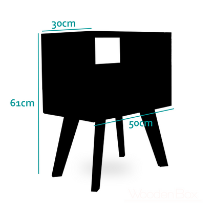 buros de madera.Buro de color negro con las medidas y dimensiones de tamaño en color negro