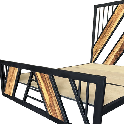 Base de cama estilo industrial moderna, mostrando los detalles y acabados de la base.