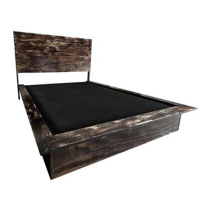 Recámara Lerida, vista lateral del artículo con cabecera integrada en color oscuro y acabados en madera.