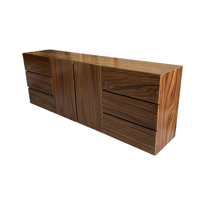 Bufetero de madera, bufetero moderno, acabado en parota, chapa de parota.