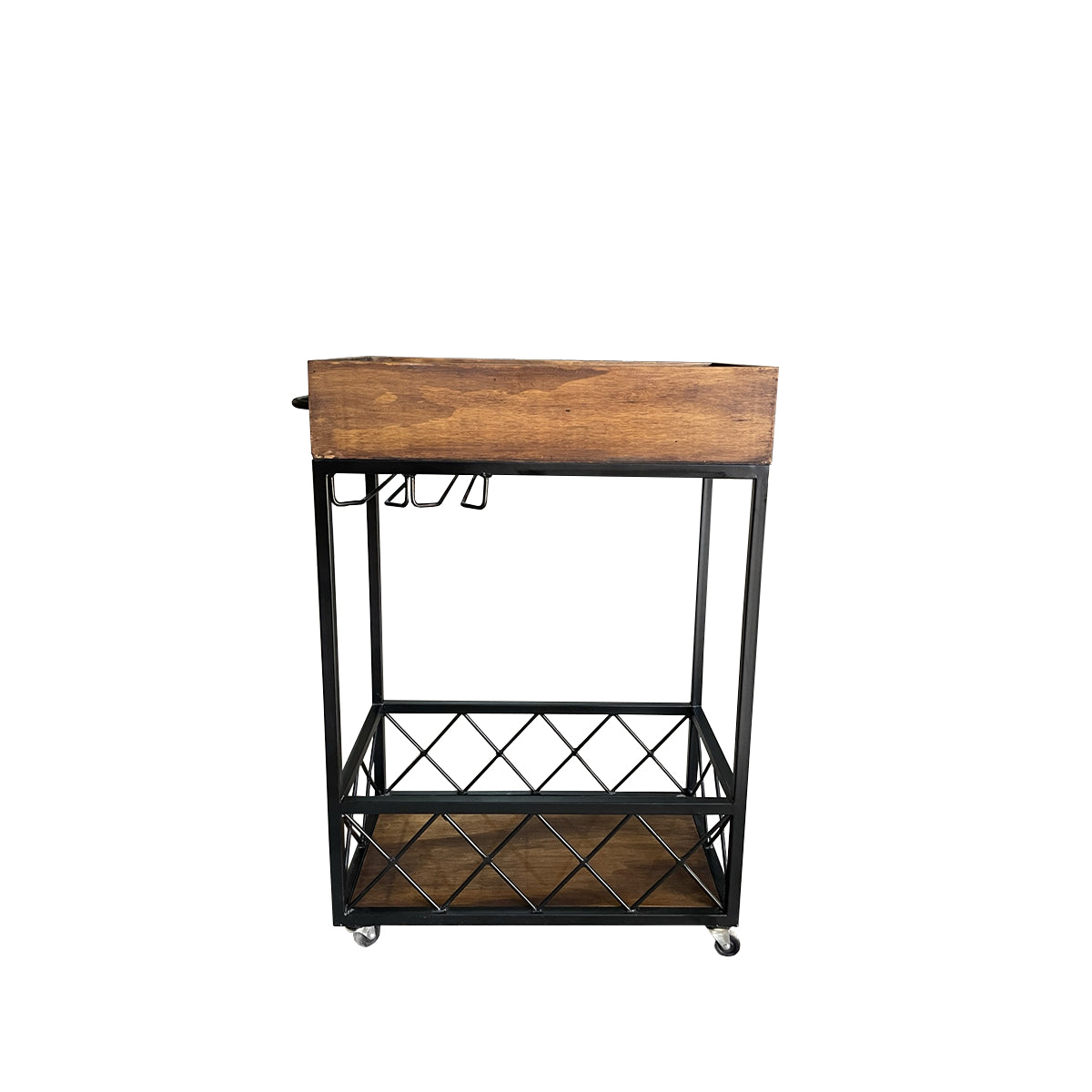 Carrito Bar Slapy, vista frontal del mueble que permite apreciar los dos niveles