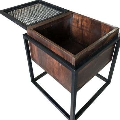 Buró estilo industrial minimalista, mostrando el compartimiento del buró.