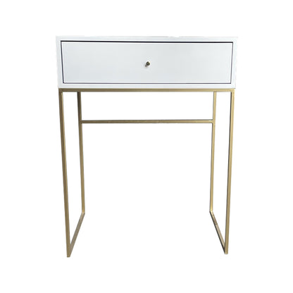 Vanity Versalles Chico, vista frontal mostrando el color blanco contando solo con un cajón.