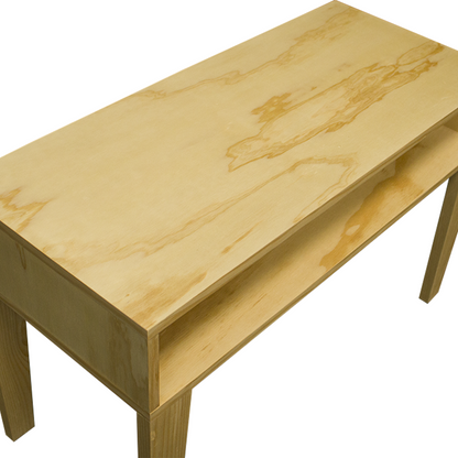 Mesa de centro con vista en la parte superior para ver el detalle en madera.