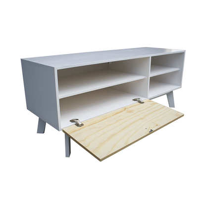 Mueble para TV mostrando el exterior de los compartimientos.