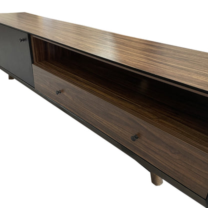 Mueble para TV vista lateral, mostrando los detalles de los compartimientos.