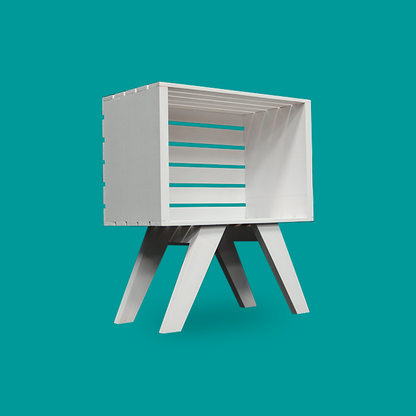 Buró Paolo Blanco, vista lateral del mueble estilo minimalista en color blanco.