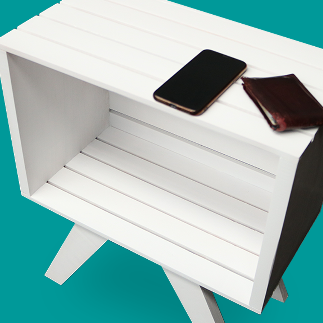 Buró Paolo Blanco, muestra del funcionamiento del mueble estilo minimalista.